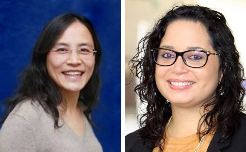 ] UCI public health faculty members Jun Wu (left) and Alana LeBrón direct the campus’s new Center for Environmental Health Disparities Research